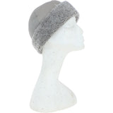 Ladies Luxury Leather And Sheepskin Hat Light Grey: KB-496