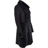 Ladies  Suede Sheepskin Coat Black: 30199