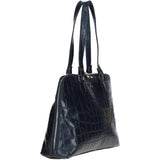 Women’s Large Croc Finish Leather Bag Navy/croc: 22-064/R