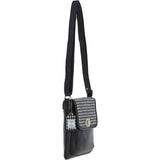 Ashwood Leather & Harris Tweed® Cloth Twist Lock Crossbody BagBlack/White: TW-31-012-BW