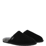 Fenland Classic Mens Suede Sheepskin Slippers Black/gray