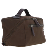 Fenland Canvas & Leather Wash Bag Brandy/green: FEN-759