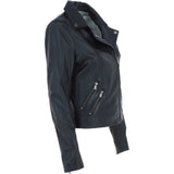 Ladies Leather Biker Jacket Black: G-Celia22