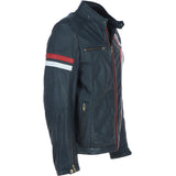 Gabicci Mens Leather Jacket Navy: GB McQueen