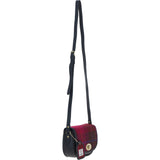 Ashwood Leather & Harris Tweed® Cloth Saddle Crossbody Bag with Twist Lock Navy/Pink: TW-30-06-NP
