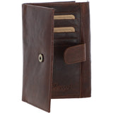 Women's Vintage Wash 12 Card Leather  Purse Brandy : G-42