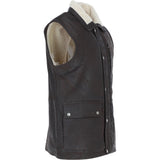 Ashwood Men's Leather Waistcoat Brown Snuff: LUCK