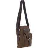 Fenland Canvas & Leather Crossbody Bag Brandy/green: FEN-752