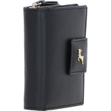 Ashwood Leather RFID Secure Wallet/Purse with Zip and Stud Closure Black: X-30