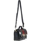 Ashwood Leather & Harris Tweed® Cloth Small Satchel Bag with Twist Lock Black/Green/Red: TW-33-07-BR