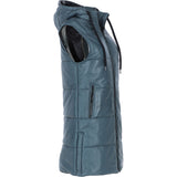 Ashwood Leather Long Gilet with Detachable Hood Grey: Gillet Long