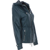 Luxurious Ashwood Leather Jacket with Hood Navy: Anne