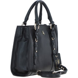 Real Leather Handbag with Adjustable Crossbody Strap Black: 64867