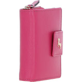 Ashwood Leather RFID Secure Wallet/Purse with Zip and Stud Closure Pink: X-30