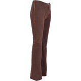 Women's Flared 60's Suede Leather Jeans Brown Suede: 35857