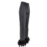 Women's Duck Feather Flared 60's Leather Jeans  Black: DUCK JEANS