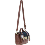 Ashwood Leather & Harris Tweed® Cloth Small Satchel Bag with Twist Lock Tan/Watch: TW-33-04-TW