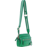 Compact Twin Zip Ashwood Leather Crossbody Bag Green: X-35