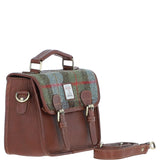 Ashwood Leather & Harris Tweed® Cloth Satchel Bag Tan/Mcload: TW-68-02-TM