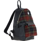Exquisite Ashwood Leather & Harris Tweed® Cloth Large Rucksack Black/Green/Red: TW-43-07-BR