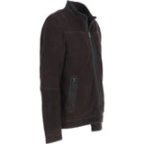 Ashwood Men’s Real Leather Jacket with Mandarin Collar and Zip DK Brown: NEW COOPER