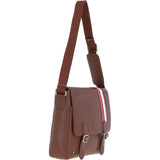 Gabicci Leather Messenger Bag with Striped Detail Tan: GB-64951