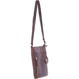 Exquisite Genuine Leather Crossbody Flat Bag with Golden Accents 2 Tone Tan: 64255