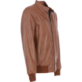 Men's Real Light Weight Leather Regular Fit Bomber Jacket Tan: G Bomber