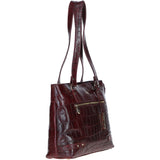 Velutto Eleganza' Zip Mid Section Real Leather Shoulder Bag Bordo/croc: 52234