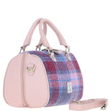 Ashwood Leather & Harris Tweed® Cloth Medium Barrel Bag Baby-pink/Pink: TW-62-15-BP
