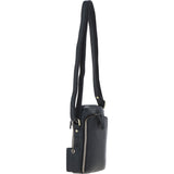 Leather Crossbody Smartphone Bag Black: K-41