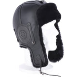 Classic Sheepskin Leather Pilot Hat Black: 041K