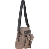 Fenland Canvas & Leather Crossbody Bag Mud/grey: FEN-752