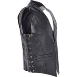 Men's Leather  Laced Waistcoat Black: W/COAT LACE PLAIN