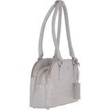 Crocodile Print Long Handled Three Section Tote Bag Grey Croc – 62730