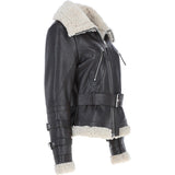 Women's Aviator Biker Jacket Choco/Beige: 2420