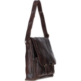 Leather Messenger Bag with Front Buckle Pockets Brown: TL-007