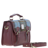 Ashwood Leather & Harris Tweed® Cloth Satchel Bag Wine/Mcload: TW-68-17-WM