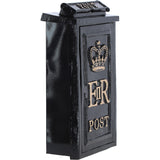 Cast Iron Replica Royal Mail ER Wall Mailbox Black: DI-5558-BG