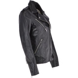 Leather Biker Jacket Black: RUTH