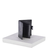 Vegetable Tanned Flip Side 6 card, ID & Coins Dual Bill fold Tab Leather Wallet Black : 1246-VT