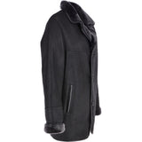 Luxury 4 Button Single Breasted  Sheepskin Coat Black: KE-223