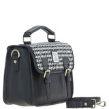 Ashwood Leather & Harris Tweed® Cloth Satchel Bag Black/White: TW-68-12-BW