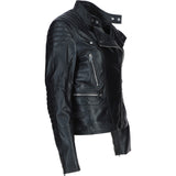 Brampton Leather Ladies Biker Jacket Black: B Soho