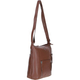 Practical Extending Pocket Leather Shoulder Bag Cognac: Donegal
