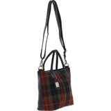 Versatile Ashwood Leather & Harris Tweed® Cloth Shoulder Bag Black/Green/Red: TW-22-07-BR