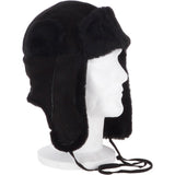 Unisex Sheepskin Trapper Hat Black: 208