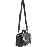 Ashwood Leather & Harris Tweed® Cloth Small Satchel Bag with Twist Lock Black/White: TW-33-012-BW