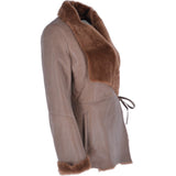 Women's Shearling Sheepskin Jacket Brown: KB-10275