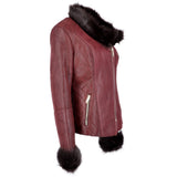 Short Toscana Biker Style Sheepskin Jacket Bordeaux: 8114